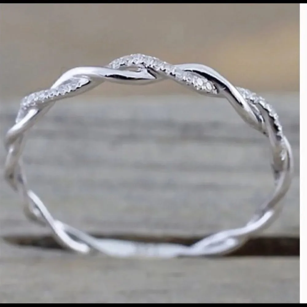 Twisted White Gold PLATED Eternity Ring